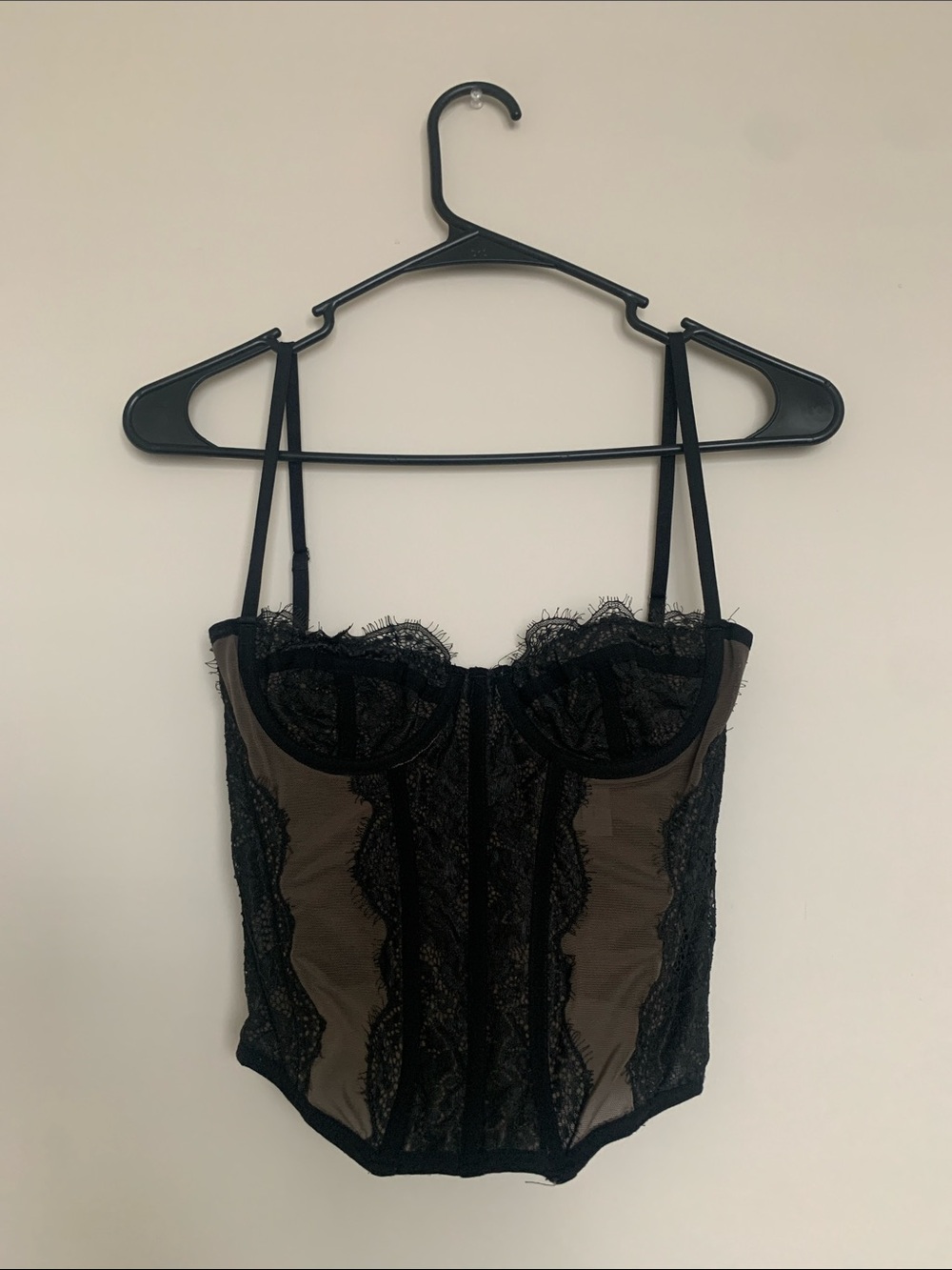UO Out from Under Black Lace Trim Corset Top
